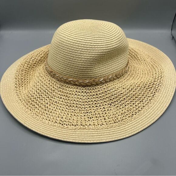 J. Crew Straw Wide Brim Hat with wrapped rope - Picture 2 of 4